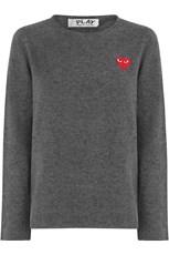 Comme Des Garcons PLAY RED HEART KNIT L/S GREY